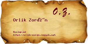 Orlik Zorán névjegykártya